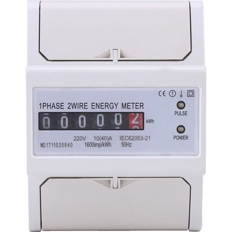 Compteur électrique monophasé 10-40A, comptage kWh précis pour installation rail DIN (1/5)