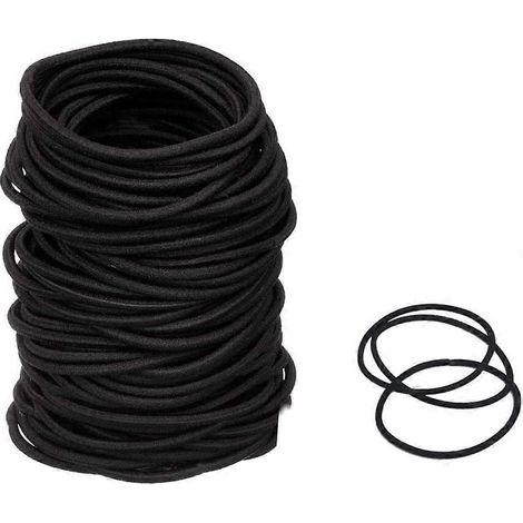 Packung mit 100 Haargummis, 2 mm dick, Haargummis für Pferdeschwänze, lose Haargummis (schwarz) (1/5)