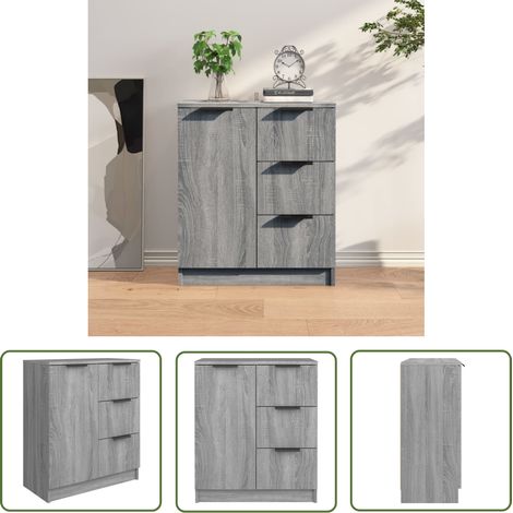The Living Store Buffet Sonoma gris 60x30x70 cm Bois d'ingénierie - Buffet - Meuble De Rangement - Commode - Mobilier Moderne - Design Minimaliste (1/5)