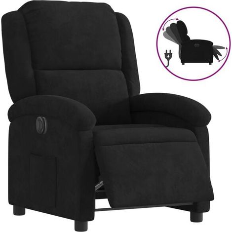 Fauteuil inclinable électrique en velours noir (1/5)