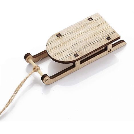 Mini traîneaux en bois, décoration de Noël à suspendre, bricolage (5-e-0) (1/3)