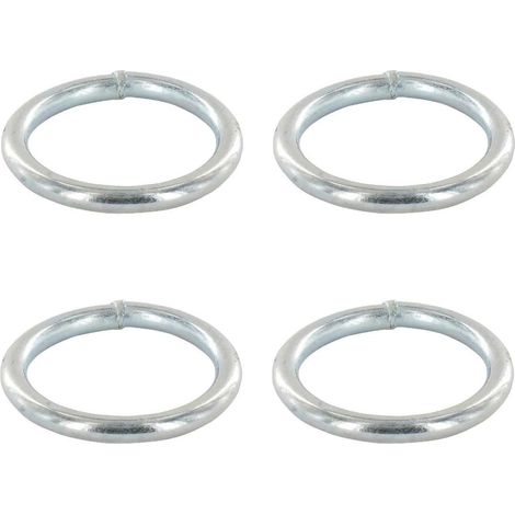 4x Anneau rond soudé en acier zingué A souder Chaîne Câble Argent Bricolage Bâche Piquet Jardin, 10x50mm
