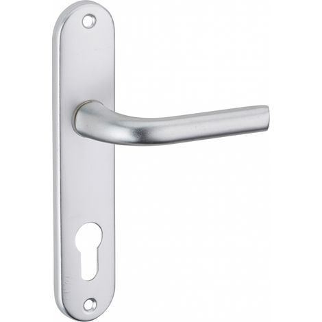 THIRARD - Ensemble de poignées pour porte d'entrée Leto trou de cylindre, carré 7mm, entr'axes 165mm, argent - SP (1/2)