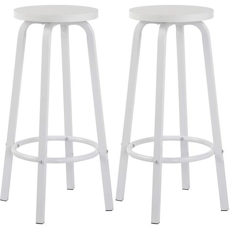 WOLTU Set di 2 sgabelli da bar-bistrot - Seduta in MDF - Struttura in metallo - Sgabello da cucina - 30 x 30 x 72 cm - Bianco