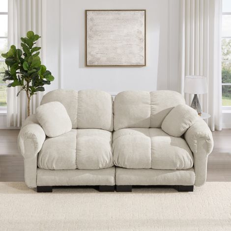 Divano a 2 posti in ciniglia, design trapuntato raffinato, stile elegante, divano modulare, cuscini di seduta spessi, morbidi e di supporto, schienale ergonomico, facile da montare, adatto al soggiorn (1/5)