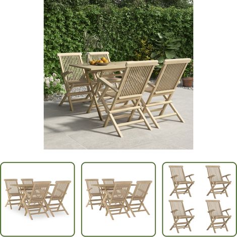 vidaXL Bois de teck - Salon de jardin 5 pcs gris bois de teck massif (1/5)