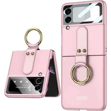 Coque Pour Smartphone - Galaxy Z Flip 4 - Anneau Métallique Rétractable - Protection Antichute Et Anti-rayures - Matière PC Mate Et TPU - Ultrafine - 1 Pièce (1/5)