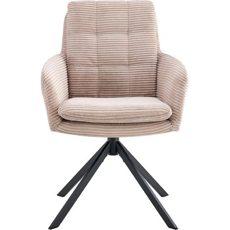 Set von 2 Sesseln KAVIRA – Cord Samt sandfarben – Metallbeine – Mit Armlehnen – Warmes und modernes Design