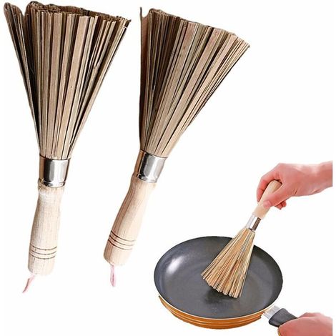 Spazzole per Wok in bambù Spazzola per bottiglie a collo stretto Spazzola per pulire pentole Spazzola per lavello da cucina Spazzola per pulizia da 2 pezzi Strumenti per la pulizia del lavello efficie (1/5)
