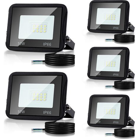 Randaco 10W 5x LED Fluter LED Strahler Wasserdicht Flutlicht Außenstrahler Outdoor-Sicherheitsleuchte für Garten Garage Kaltweiß