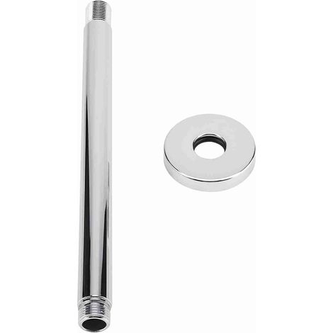 Bras de douche supérieur en acier inoxydable chromé, montage mural rond, facile à installer pour hôtel, maison, salle de bain, pommeau de douche au plafond (25 cm) (1/5)
