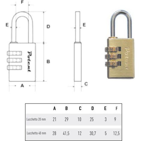Candado de latón de 30 mm con combinación potente