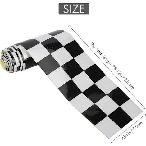7,6 cm breites, schwarz-weiß kariertes Selbstklebeband für Auto- oder Motorradtanks (1/5)