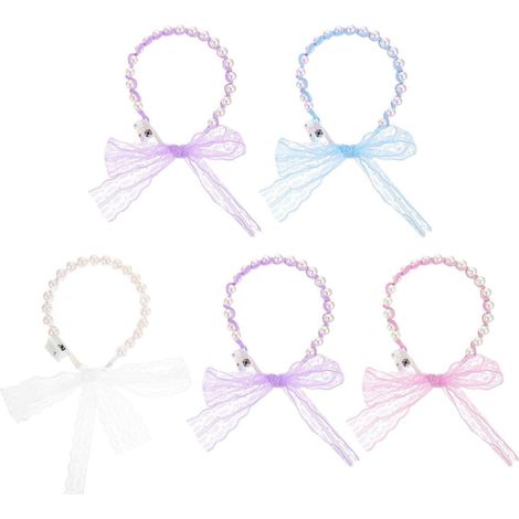 5 Stück pack Leuchtende Perlen Stirnbänder aus Mesh mit Knopfzellen Stilvolle Haaraccessoires für Mädchen bei Hochzeitsfeiern und Partys im Dunkeln Zufällige Farbe (1/5)