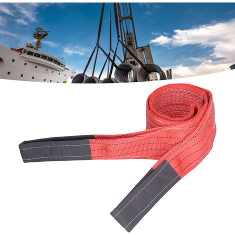 Élingue de levage plate en polyester à boucle double œillet rouge 5T 2M pour grues industrielles (1/5)