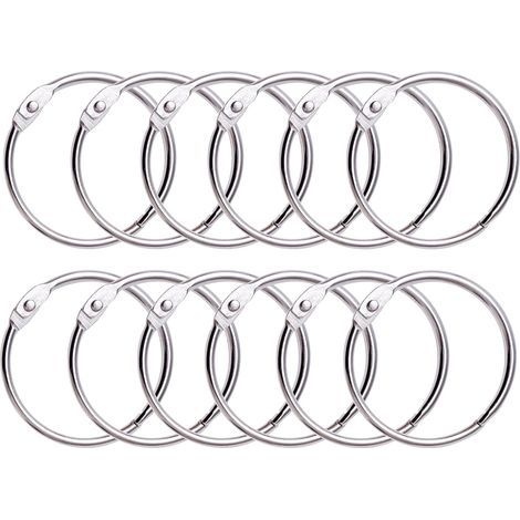 12 Anneaux de Rideaux Douche avec Crochet en Métal – Anneau Circulaire ouvrable de 50 mm pour Rideaux, Salle de Bain, Maison, Classeurs – Couleur Métallique (1/5)