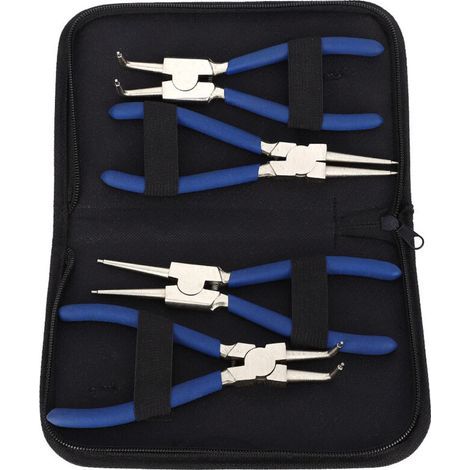 Pince à circlips intérieurs/extérieurs professionnelle 7 pouces – Lot de 4 pièces en acier trempé, tête droite, usage précis (1/5)