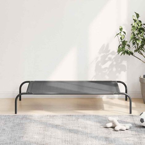 Lit surélevé pour chien gris 110x65x20 cm textilène et acier vidaXL
