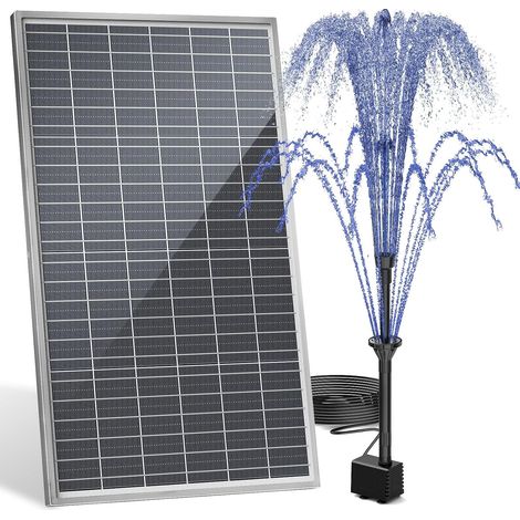 15 W Fontaine Solaire Exterieure de Jardin Améliorée Pompe Bassin Solaire DIY avec 6 Buses Support Réglable pour Bassins D'agrément Bassin Exterieur Jardin Fontaine à Oiseaux(15W) (1/5)