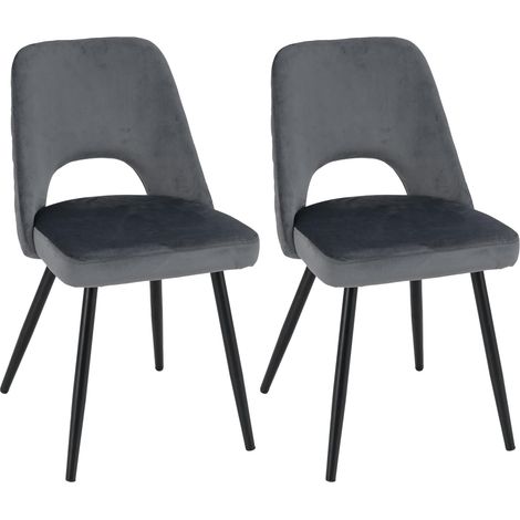 COSTWAY Set 2 Sedie da Pranzo, Sedie Imbottita con Cuscino in Spugna, Gambe in Metallo, Piedini Regolabili 60 x 46 x 84 cm, Capacità di Carico 150 kg, per Soggiorno, Ristorante e Caffè, Grigio (1/5)