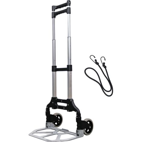 Diable pliable pour déménagement et transport, charge 80 kg - Aluminium - Noir - Linxor (1/5)