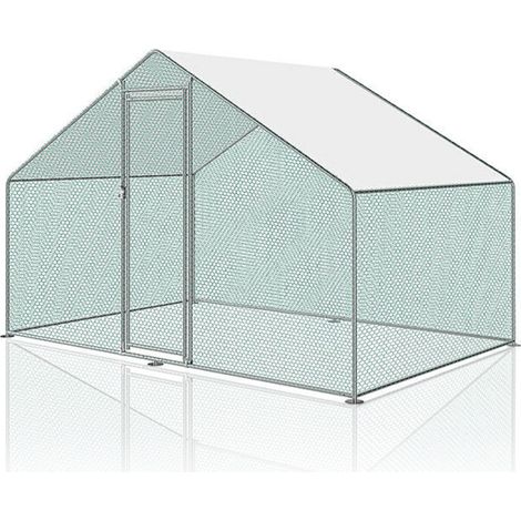 SWANEW Recinzione per pollaio Acciaio zincato con recinzione in rete con serratura Area coperta Pollaio per piccoli animali 3 x 2 x 2 m 6 m² (1/5)