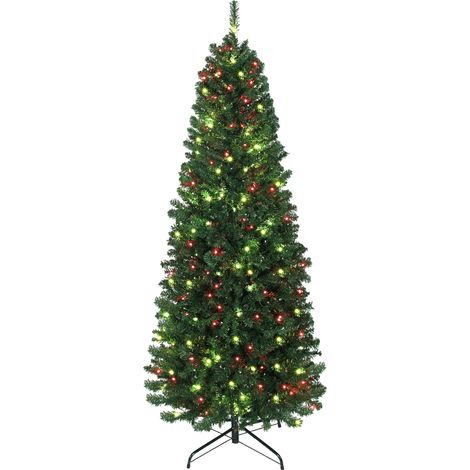 Sapin Noël artificiel 180 cm, arbre Noël, lumières LED synchronisées colorées et télécommande, 899 pointes, vert (1/5)