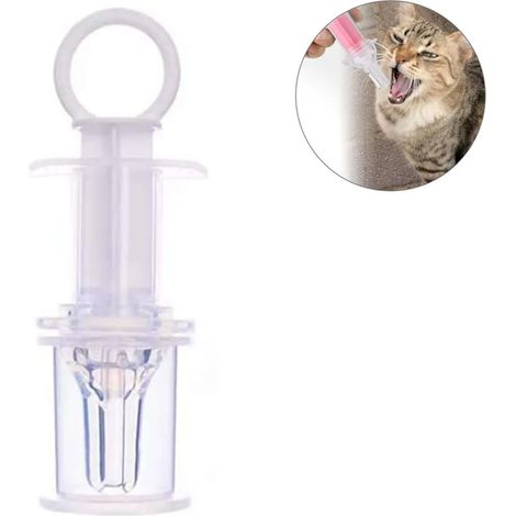 Jeringa de alimentación para mascotas de plástico con tetina y taza medidora para perros y gatos (1/5)