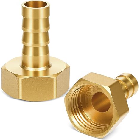2 Pièces Barbed Brass Raccords Laiton Cannelés 10mm x 1/2 PT Femelle, Raccord Tuyau d'Arrosage, Raccords Filetés, Raccord Cannelé Laiton pour Air, Eau, Huile, Carburant, Gaz Inerte (1/5)
