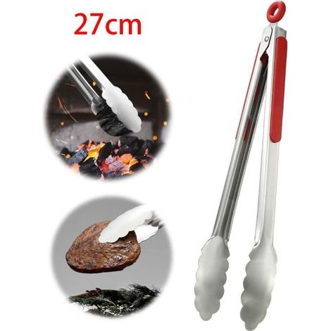 Pince à barbecue - Inox - 27 cm - Antidérapante - Résistante à la chaleur - Lavable au lave-vaisselle (1/4)