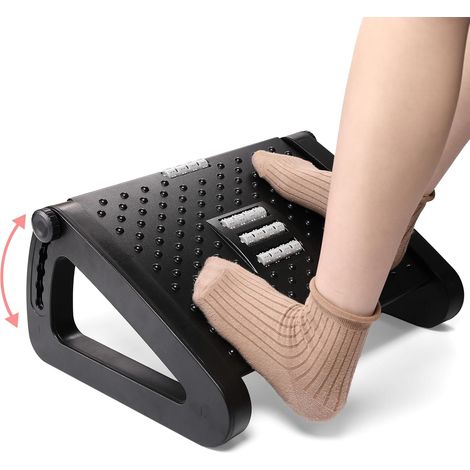 Repose-Pieds bureau Avec Fonction Massage, Repose-pieds ergonomique, 6 réglables en Hauteur, pour Une Meilleure Circulation Sanguine dans Les Jambes pour bureau/maison/voyage (1/5)