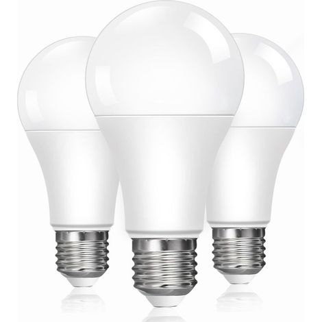 Lot de 3 ampoules LED E27 13 W (équivalent 100 W) - Blanc froid 6500 K, 1200 lm, culot à vis Edison A60, 220-240 V CA, non dimmables