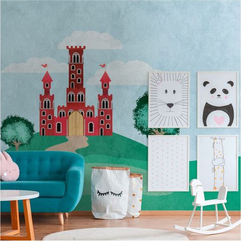Sfondo fotografico Profhome 382991 Carta da parati TNT goffrata a caldo liscia per bambini opaca blu rosso verde bianco 3,71 m x 2,8 m (1/4)
