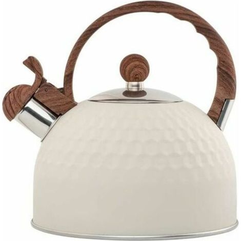 2.5 Litres Bouilloire Sifflante En Acier Inoxydable, Bouilloire Théière Sifflante Pour Induction Cuisinières Gaz, Faciles à Nettoyer, Blanche (1/5)