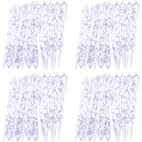 48 décorations de Noël suspendues en acrylique en forme de glaçons pour sapin, idéales pour les fêtes de Noël.-13X1X1cm-transparent