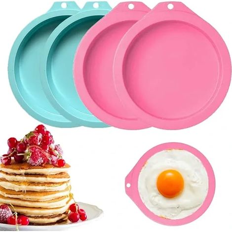Set di 4 stampi per uova per friggitrice ad aria, che include uno stampo per uova in silicone da 10 cm, uno stampo per mini uova, una piastra di cottura in silicone e accessori per friggitrice ad aria (1/5)