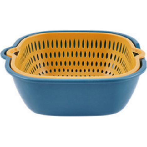 Set 2 in 1 di cestello per lavare verdure, scolapasta e ciotola in plastica per lavello, ideale per cucina e frutta. (1/5)