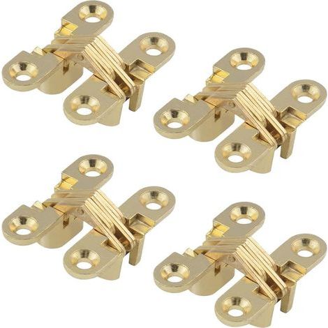 Charnière Cachée, Croix Charnières, Charnière Invisible, Charnières Croisées Invisibles pour Porte Pliante à 180 Degrés, pour Meubles, Porte en Bois, Armoire, Placard, Boîte en Bois, 4 Pack (1/5)