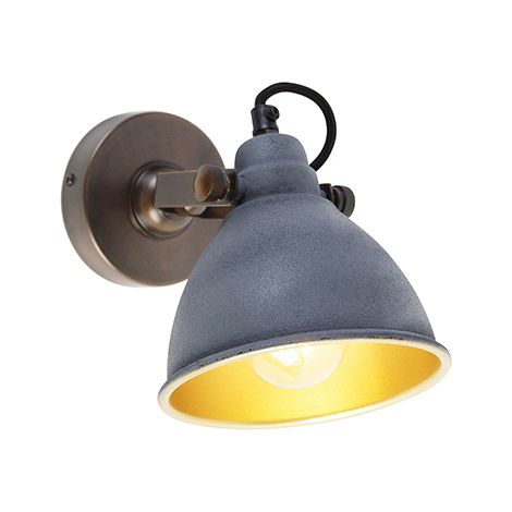 QAZQA Industrial Aplique industrial hormigón con cobre regulable - Liko Acero Redonda Adecuado para LED Max. 1 x 25 Watt