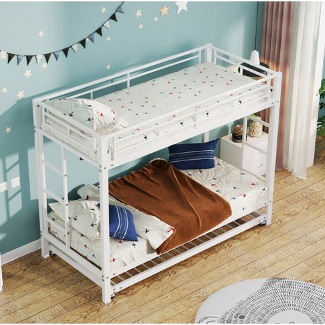 MEUBLIV Litera 90x200 cm blanca con cama nido y barandilla alta sin colchón (1/5)
