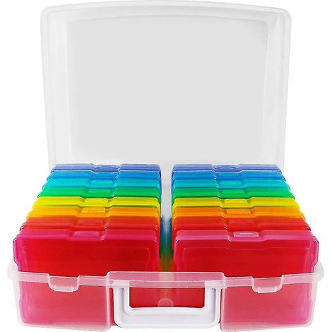 Boîtes de rangement photo transparentes 4" x 6" - 16 boîtes de rangement intérieures pour photos - (1/5)