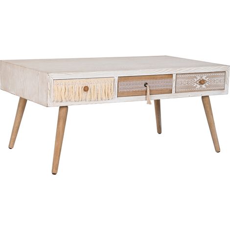 DKD Home Decor Table Basse Blanc Naturel 110x60 cm (1/5)