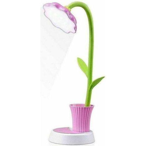 Lampe de bureau rechargeable créative Lampe de table à capteur tactile de protection des yeux LED Lampe de chevet à intensité variable avec porte-stylo (Rose, 10 × 11 × 41 cm)-Fei Yu (1/5)