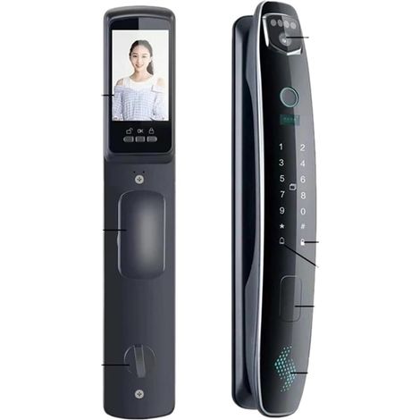 Serrure de Porte Intelligente for Porte de 40 à 80mm, caméra intégrée, Reconnaissance e 3D, Serrure de Porte, télécommande WiFi, Serrure à Empreintes digitales(30 300Mortise) (1/5)