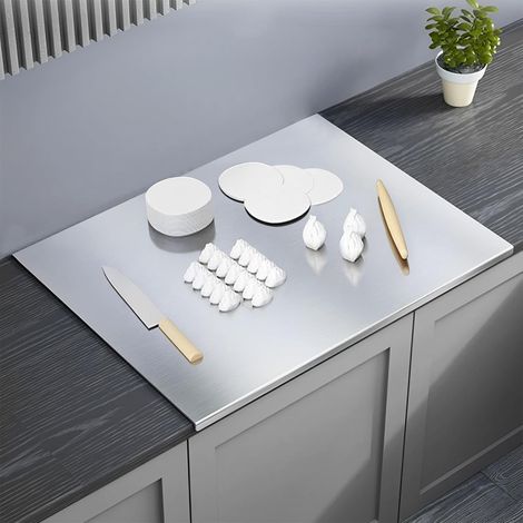 Tagliere in acciaio inox, 30 x 40 cm, per carne, formaggio, verdura, frutta, pasticceria
