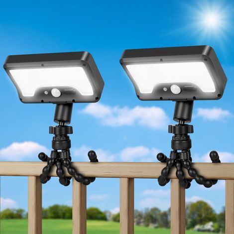 Set of 2 outdoor solar motion-activated lights with flexible octopus-shaped tripod, 1000 lm, waterproof dual-charge solar lights for camping, fences, and patios. (1/5)