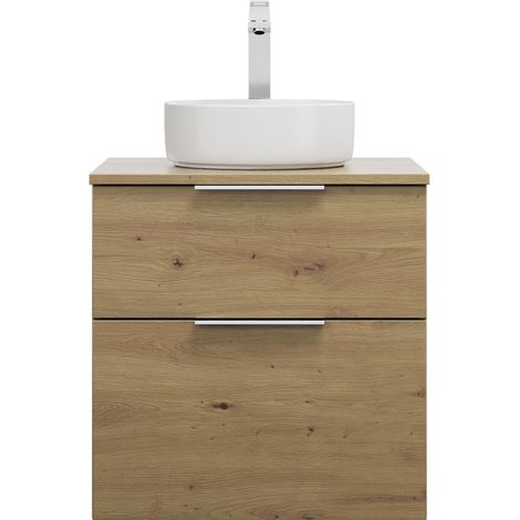 burgbad Eqio lavabo à poser en céramique, rond, au centre, meuble