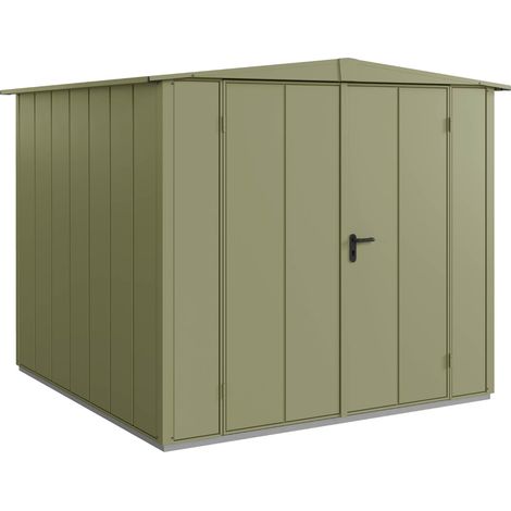 Hörmann Metall-Gerätehaus Berry Modern mit Satteldach Typ 2, 259 x 248 cm, schilfgrün, 6,4 m², 2-flüglige Tür (1/5)