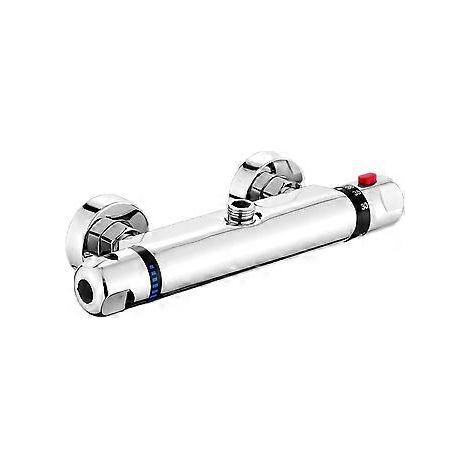 Thermostatische Duscharmatur mit Wassertemperaturregelung, 1/2-Zoll-Anschlussgröße für Badezimmer, Wohnmobil, freistehende Badewanne – Chromoberfläche, maximale Temperaturbegrenzung