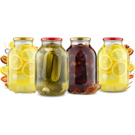4x 3-Liter-Einmachglas für Konserven, Tinkturen, Gurken + Deckel fi100 (1/5)